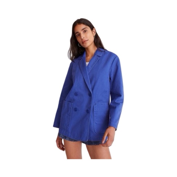 Madewell Jackets & Blazers - MADEWELL Oversized Blue Crossover Blazer Regenerative Chino Women’s Size Large